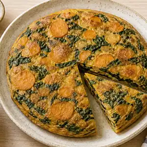 Omlet z batatem i szpinakiem